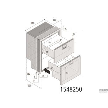 Frigo/congelatore a cassetto l70+80 vf drw180a