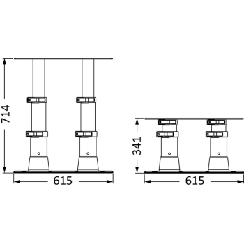 Gamba tavolo doppia base 615 x 300 mm 
