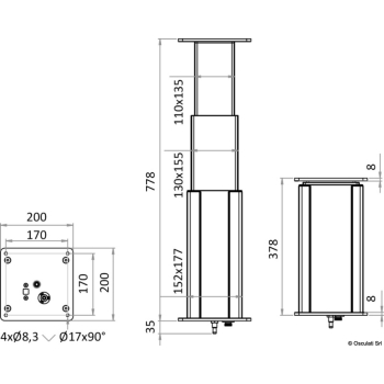 Gamba tavolo elettrica 3 stadi 24 V nera 