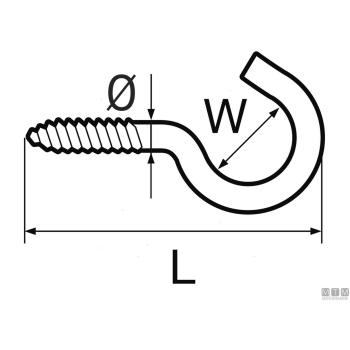 Gancetto a uncino l60mm con vite acciaio inox