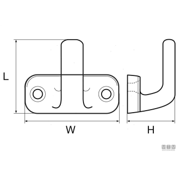 Gancetto piano 32x25mm in nylon bianco