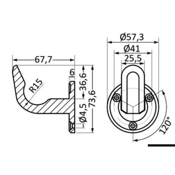 Gancio inox ad alta resistenza 73,6x67,7x57,3 mm 