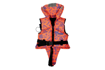 Giubbotto di Salvataggio 100N ISO Bambino 30-40 Kg Arancione Fluo con Motivo Acquatico
