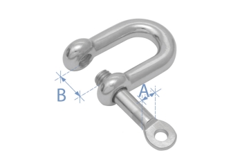 Grillo a "D" con perno di chiusura, acciaio inox AISI 316, ø5mm