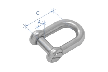 Grillo a "D" con perno di chiusura ovale a scomparsa, acciaio inox AISI 316, Diam. 10mm