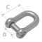 Grillo a "D", perno esagonale a scomparsa, acciaio inox AISI 316, Diam. 12mm
