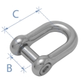 Grillo a "D", perno esagonale a scomparsa, acciaio inox AISI 316, Diam. 12mm