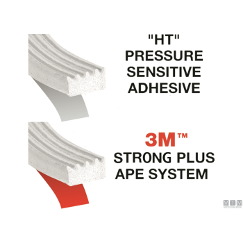 Guarnizione trim-lok ribbed rubber 9 mm adesivo 3m bianco 15 m