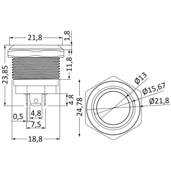 Interruttore FLAT inox nero ON-OFF 12/24V RBW 