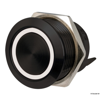 Interruttore FLAT inox nero ON Momentaneo - OFF  12/24V RBW 