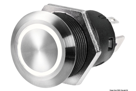 Interruttore FLAT inox ON-OFF 24V blu 