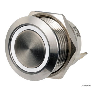 Interruttore FLAT inox ON Momentaneo - OFF 12/24 V blu 