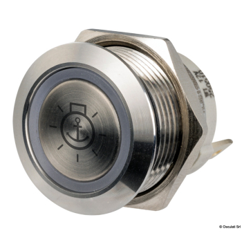 Interruttore FLAT inox ON Momentaneo - OFF 12/24 V blu 