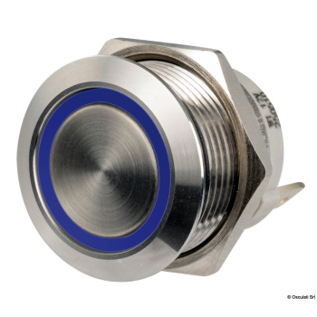 Interruttore FLAT inox ON Momentaneo - OFF 12/24 V blu 