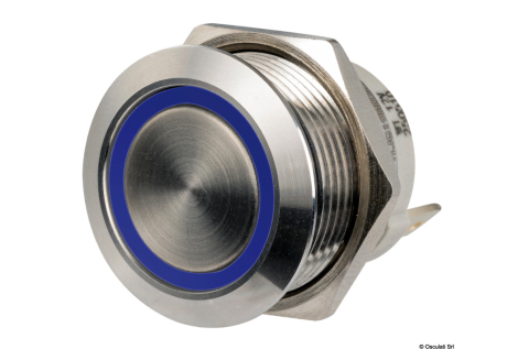 Interruttore FLAT inox ON Momentaneo - OFF 12/24 V blu 