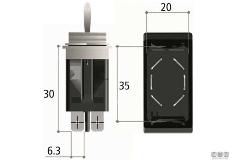 Interruttore levetta led 6t on-off-on< 