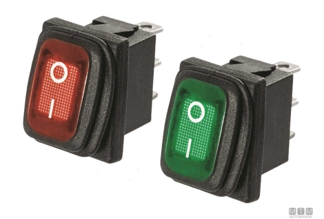 Interruttore on-off 3t 6a rosso< 