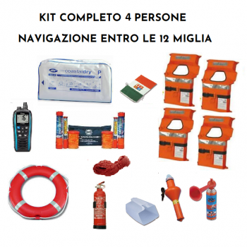 Kit Completo Dotazioni di Sicurezza Entro 12 Miglia 4 persone e Zattera