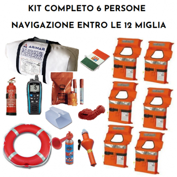 Kit Completo Dotazioni di Sicurezza Entro 12 Miglia 6 persone e Zattera