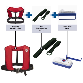 Kit Salvagente Autogonfiabile SKIPPER 150 HX con Sottogamba ECO e Luce L001 - Veleria San Giorgio