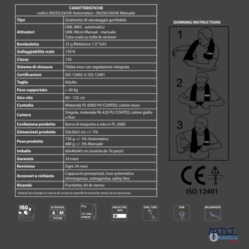 Kit Salvagente Autogonfiabile SKIPPER 150 HX con Sottogamba ECO e Luce L001 - Veleria San Giorgio