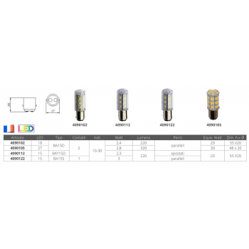 LAMPADINA 27 LED BA15D 10-30V