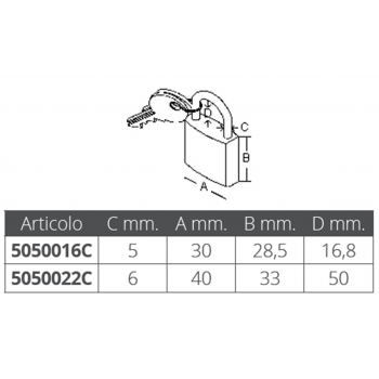 LUCCHETTO UNICA CHIAVE MM.40