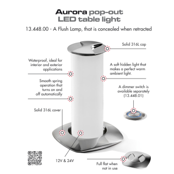 Luce da tavolo Aurora Compact ghiera tonda SS 