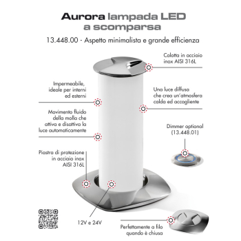 Luce da tavolo Aurora Compact ghiera tonda SS 