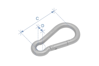 Moschettone a molla, acciaio inox 316, Diam. 12mm