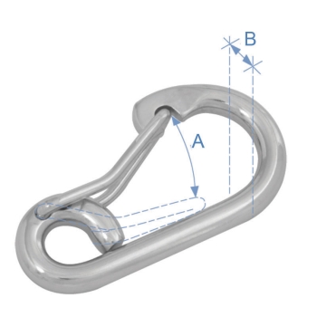 Moschettone con apertura asimmetrica, acciaio inox 316, ø8mm