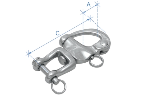 Moschettone, con girella in fusione, acciaio inox AISI 316, Diam. 16mm