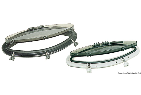 Oblò ellittico Bomar nero 203 x 470 mm 