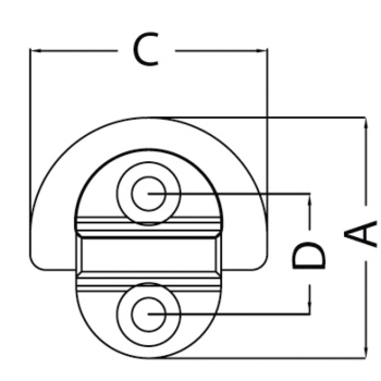 Pad eye 45x45 mm anello 6 mm (2 fori) carico di rottura 1800 kg