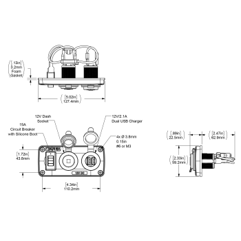 PANNELLO 12V PRESA USB INTERRUTTORE