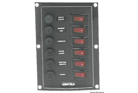 Pannello 6 interruttori verticale 