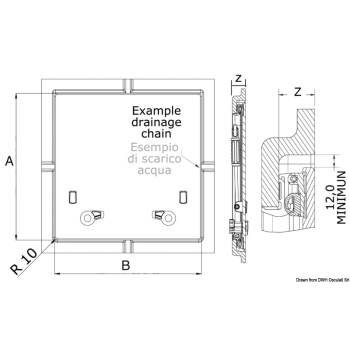 Passo uomo Lewmar Flush Hatch 3G taglia 70 bisquare 