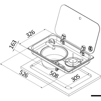 Piano cottura 1 fuoco - lavello SX con miscelatore 