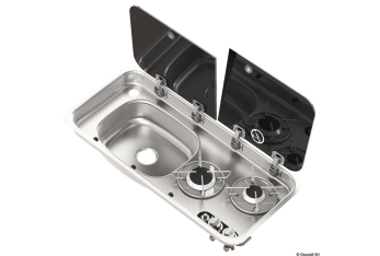 Piano cottura 2 fuochi - lavello SX con miscelatore 