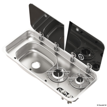 Piano cottura 2 fuochi - lavello SX con miscelatore 