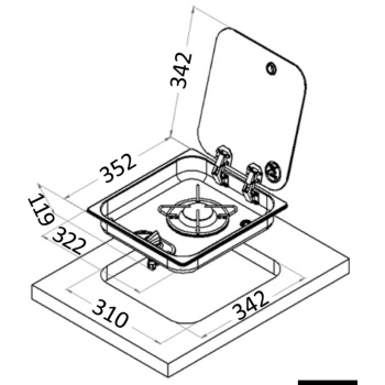 Piano cottura ad incasso con coperchio 