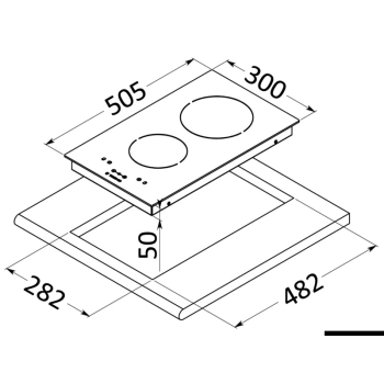 Piano cottura vetroceramica 2 fuochi 