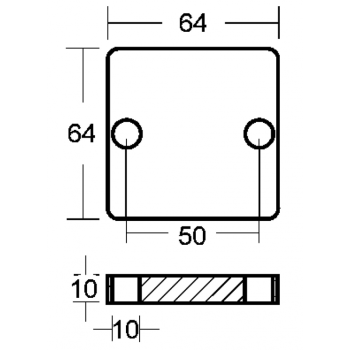 Placca  mm. 64x64x10