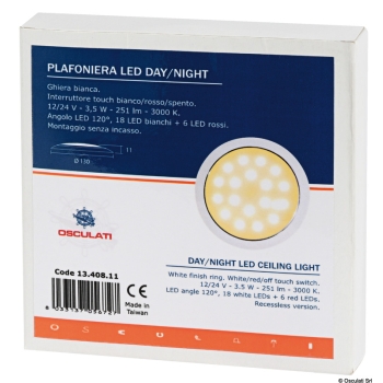 Plafoniera LED senza incasso Day/Night bianca/inox 