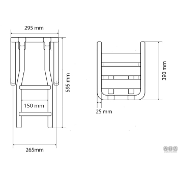 Plancetta minox l con scaletta 3 gradini acciaio inox e legno