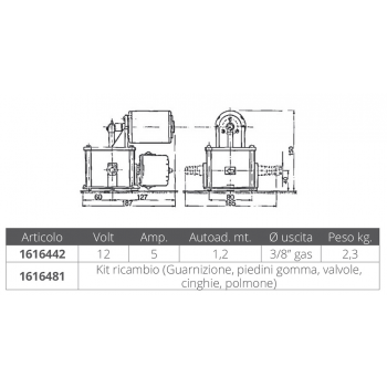 POMPA AUTOCLAVE PK10P 12 V.