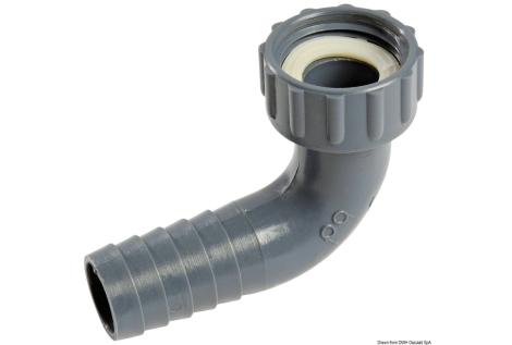 Portagomma 90° femmina 3/4" x 16 mm 