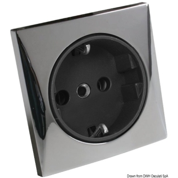 Presa AC 220 V tipo Schuko cromata 