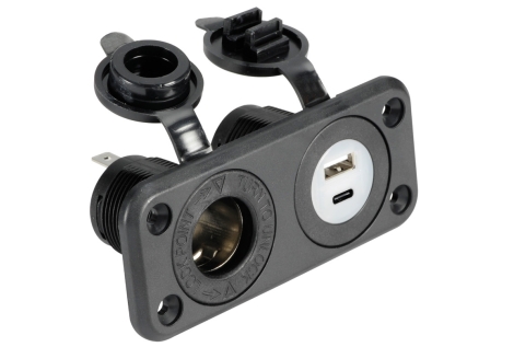 Presa accendisigari + USB-A + USB-C nera 