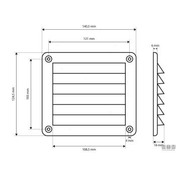 Presa d'aria 140x124mm pl bianca